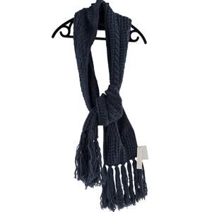 Sole Society Chunky Ribbed Scarf Cable Knit Fringed Hem